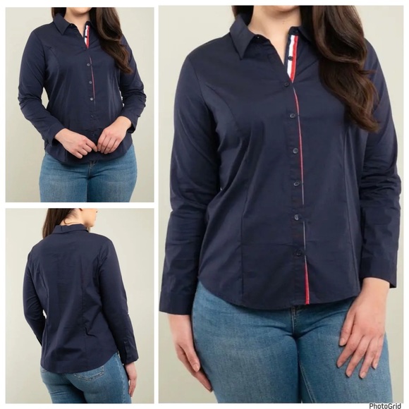 Zenobia 2XL plus size navy button up top NWT - Picture 1 of 9